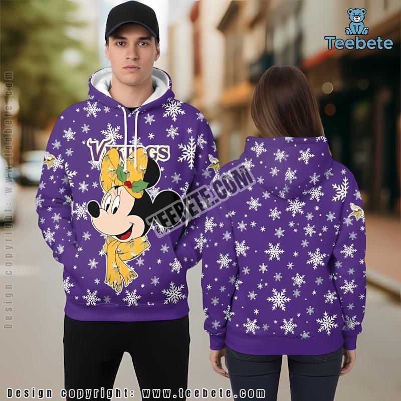 Minnesota Vikings Minnie Mouse Christmas 3D Hoodie Purple For Sale