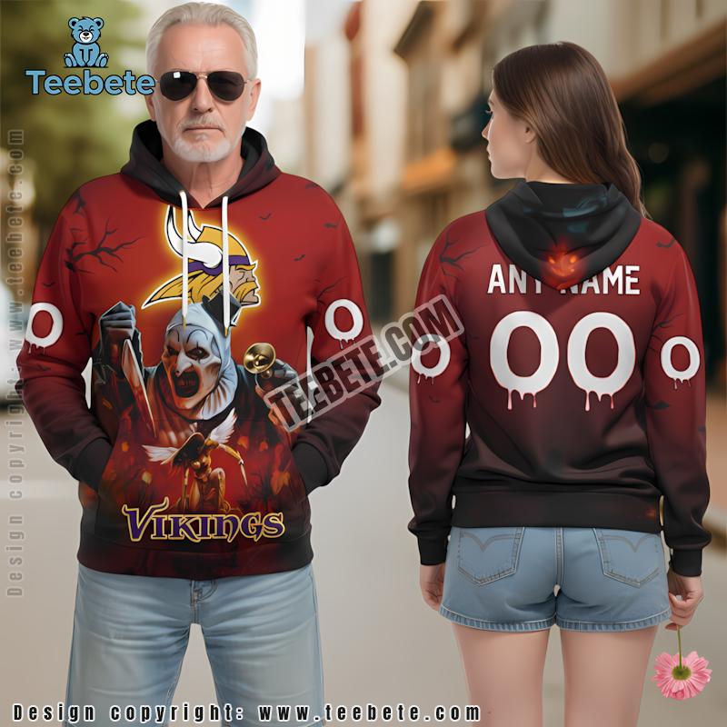 Minnesota Vikings Terrifier Ghoulish 3D Hoodie Design Personalized Red