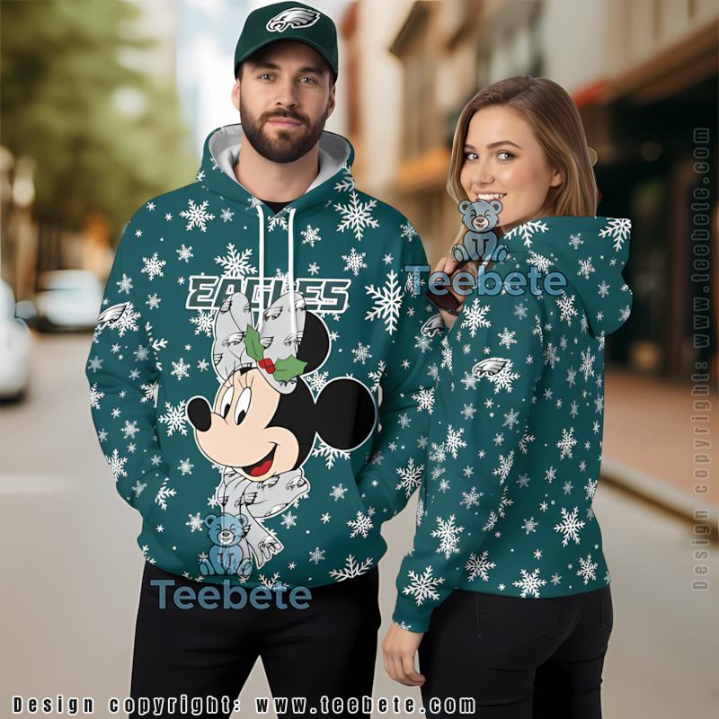 Personalized Philadelphia Eagles Donald Goofy Mickey 3D Hoodie Blue Unisex