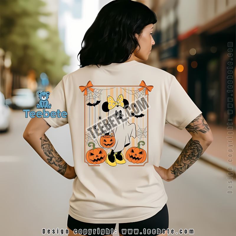 Minnie Mouse Ghost Costume Pumpkin Candy Bucket Halloween Shirt