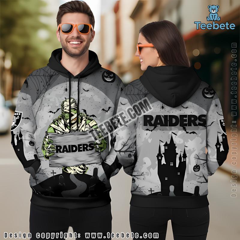 Las Vegas Raiders Mummy Halloween 3D Hoodie Black Grey For Sale