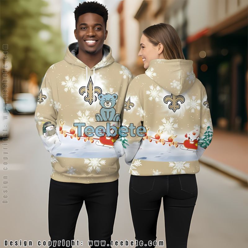 New Orleans Saints Christmas Santa Claus Is Coming 3D Hoodie Yellow Printed