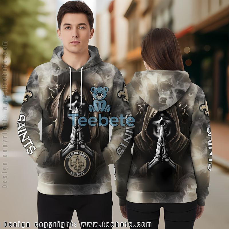 New Orleans Saints Death Smoke 3D Hoodie Black Graphic