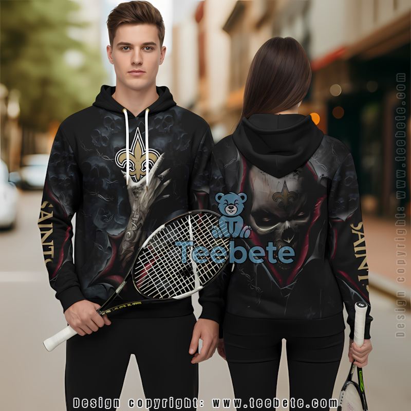 New Orleans Saints Devil Hand 3D Zip Up Hoodie Black