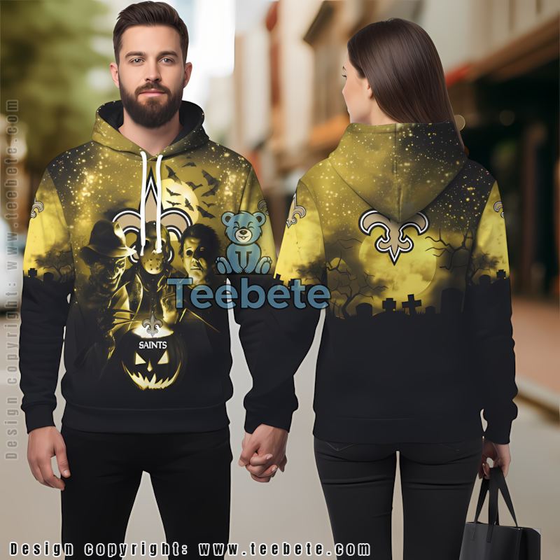 New Orleans Saints Michael Myers Jason Voorhees 3D Hoodie Yellow Black