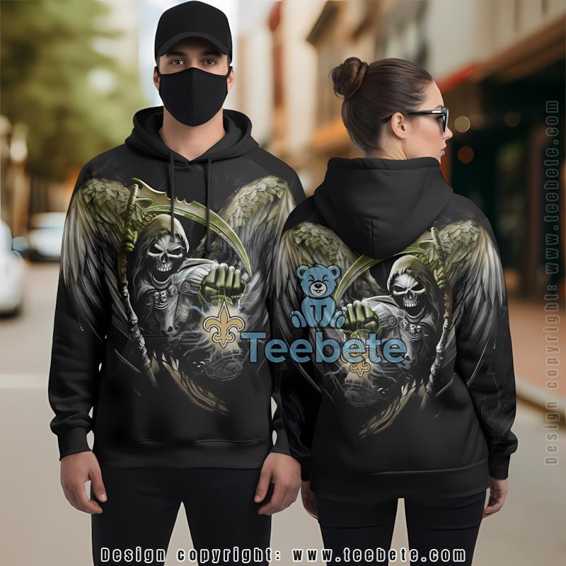 New Orleans Saints Skull Wings 3D Hoodie Black Graphic