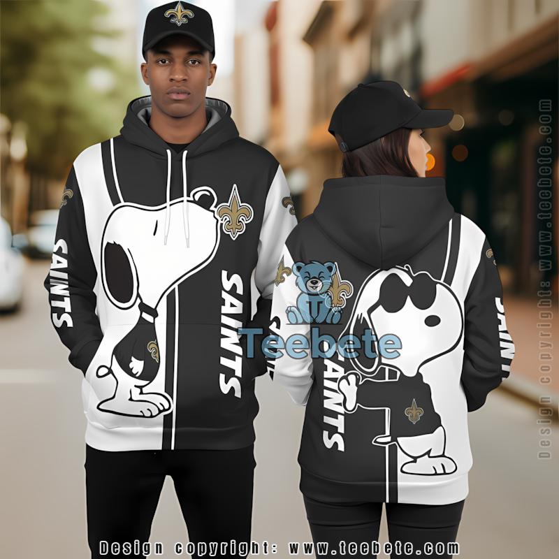 New Orleans Saints Snoopy 3D Hoodie White Black Mens