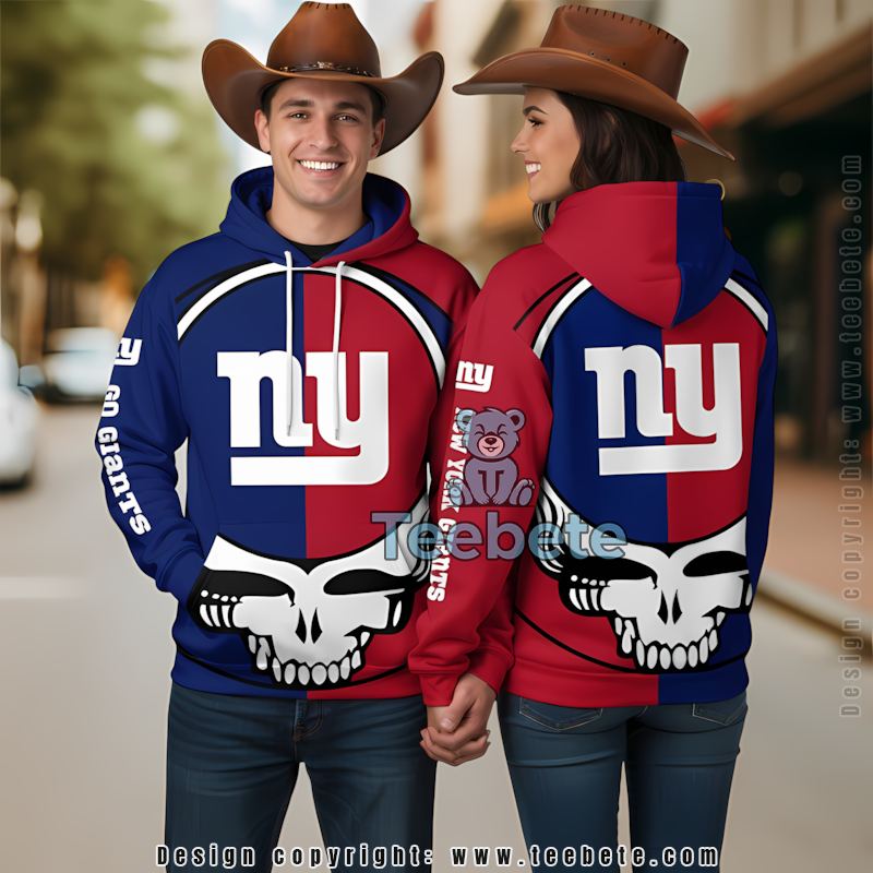 New York Giants Grateful Dead 3D Hoodie Red Blue Mens