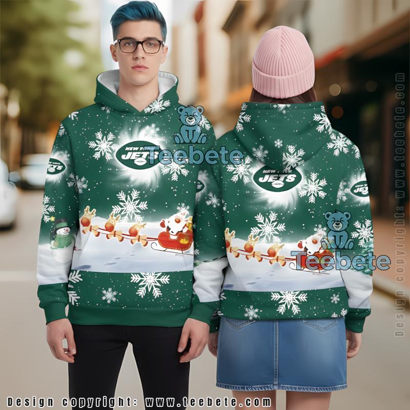 New York Jets Baby Yoda Christmas 3D Hoodie White Green Puff Print