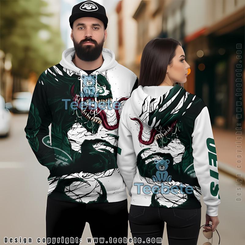 New York Jets Dragon Venom 3D Hoodie White Green Print