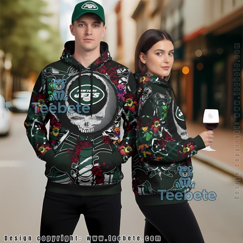 New York Jets Grateful Dead 3D Hoodie Green Boys
