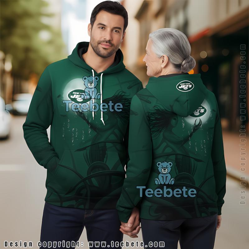 New York Jets Mermaid 3D Hoodie Green Black Unisex