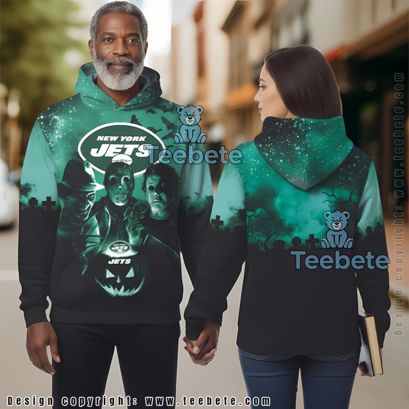 New York Jets Jack Skellington Zero Halloween 3D Hoodie Green White Graphic