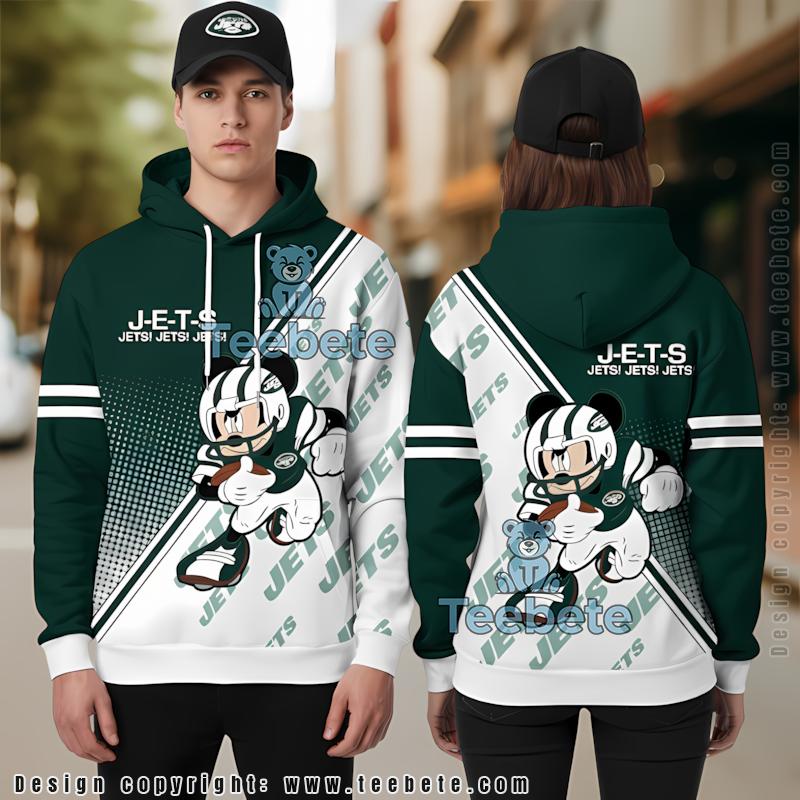 New York Jets Mickey Mouse Christmas 3D Hoodie Green White For Sale