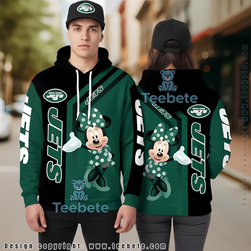 New York Jets Minnie Mouse Christmas 3D Hoodie Green Black For Sale