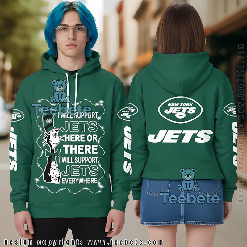 New York Jets Cat In The Hat 3D Hoodie White Green For Sale