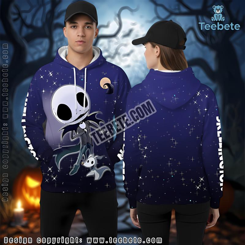 Jack Skellington Blue 3D Hoodie For Men Nightmare Before Christmas