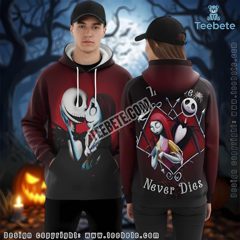 Jack And Sally Red 3D Horror Hoodie Nightmare Before Christmas