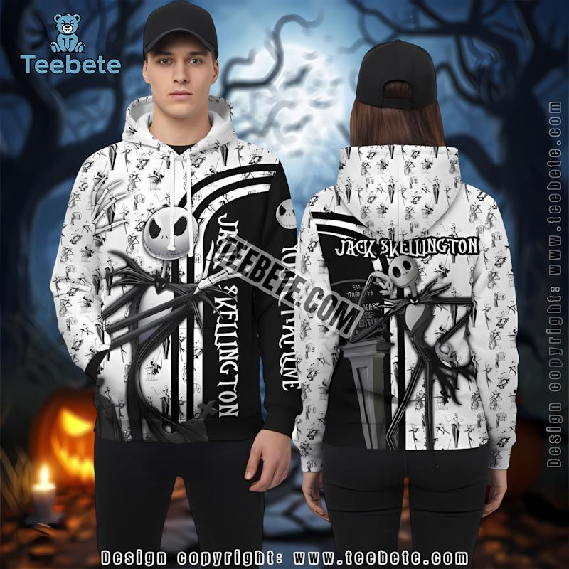 Jack Skellington Grey 3D Pullover Hoodie Nightmare Before Christmas