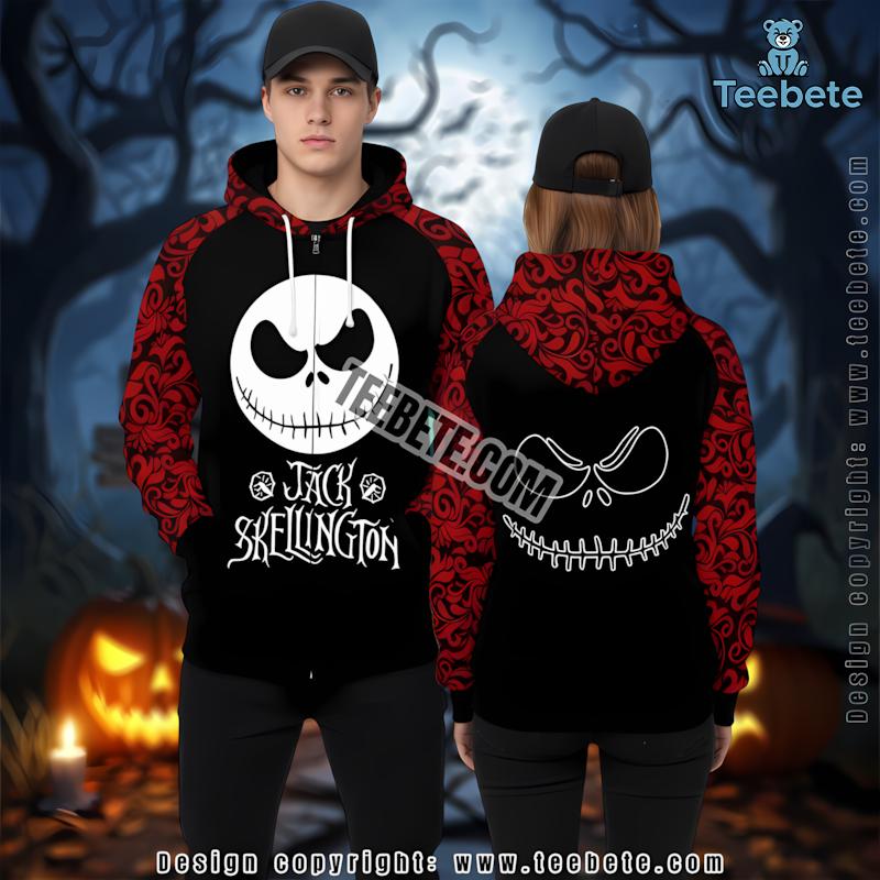 Nightmare Before Christmas Jack Skellington 3D Red Black Hoodie