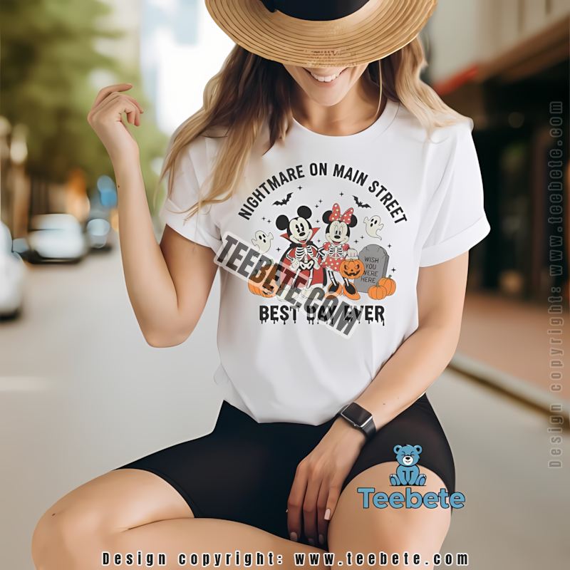 Minnie Mouse Skeleton Halloween Costume Pumpkin Graveyard Shirt