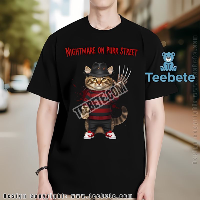 Nightmare On Purr Street Freddy Krueger Cat Halloween Shirt For Cat Lovers
