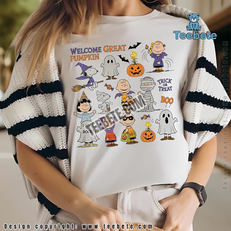 Peanuts Halloween Collage Shirt Snoopy Charlie Brown Spooky Trick Or Treat
