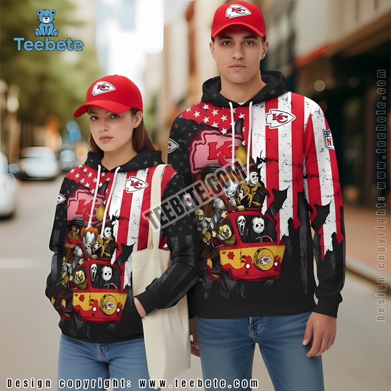 Kansas City Chiefs Pennywise Ghostface Freddy Krueger 3D Hoodie Red Black Pullover