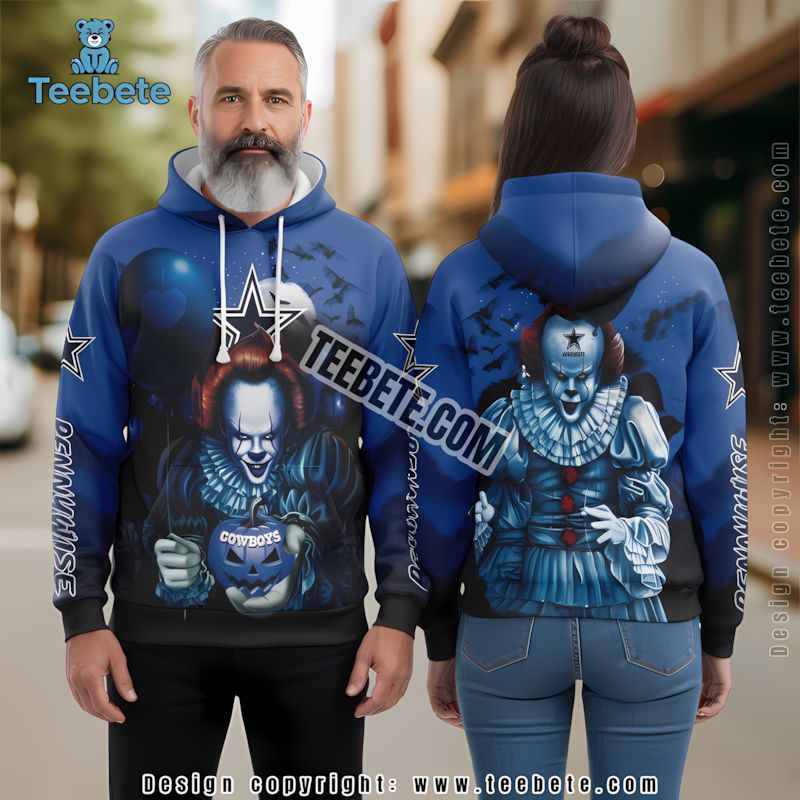 Dallas Cowboys Pennywise Halloween 3D Hoodie Mens Blue