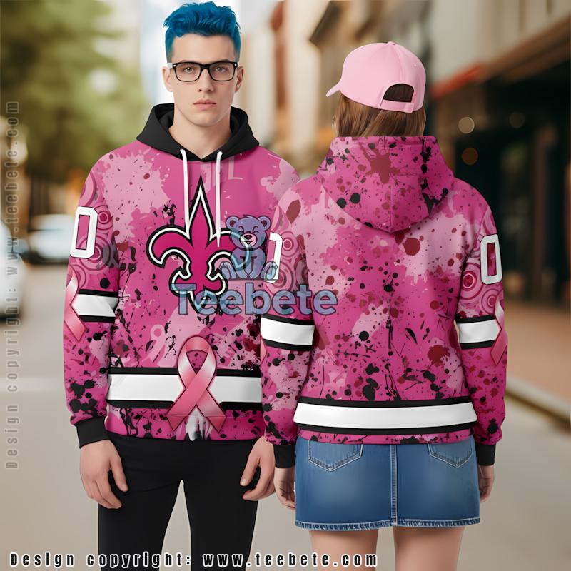 Personalized New Orleans Saints Breast Cancer 3D Hoodie Pink Printed