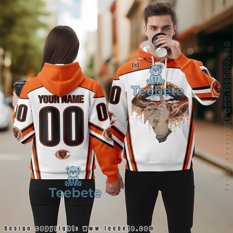 Personalized Chicago Bears Lips 3D Hoodie Zipper White