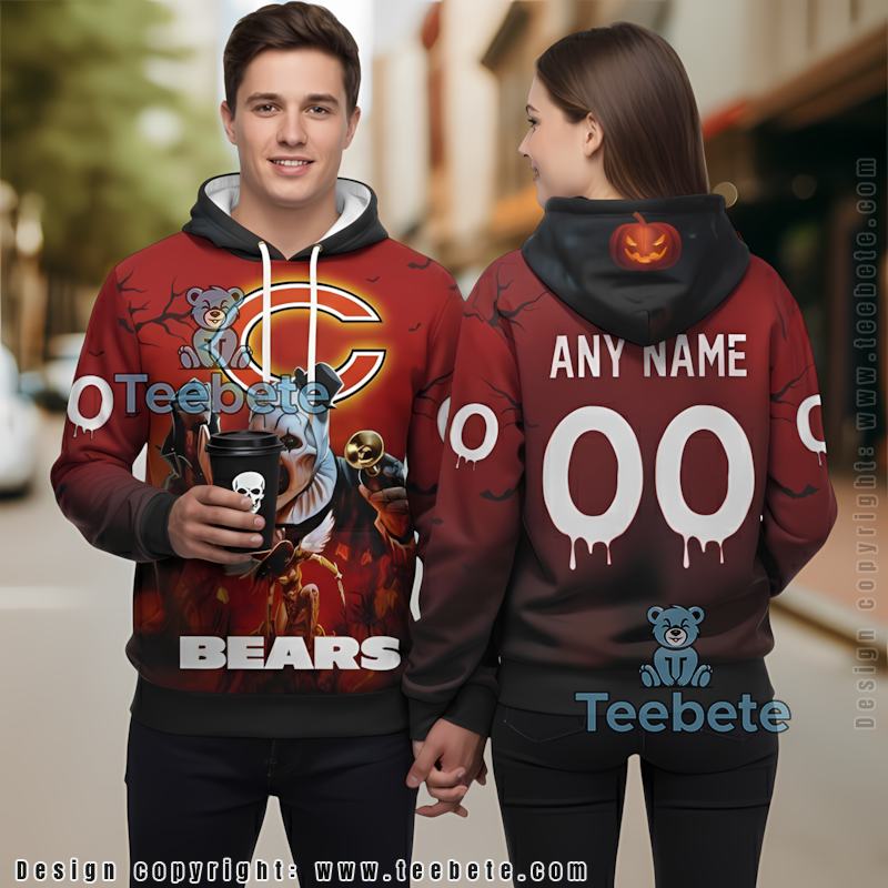 Personalized Chicago Bears Terrifier Horror 3D Print Hoodie Red