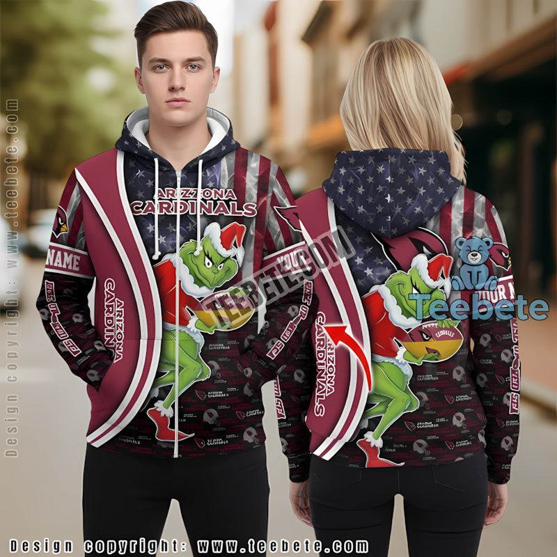 Personalized Christmas Grinch Arizona Cardinals 3D Hoodie Kids