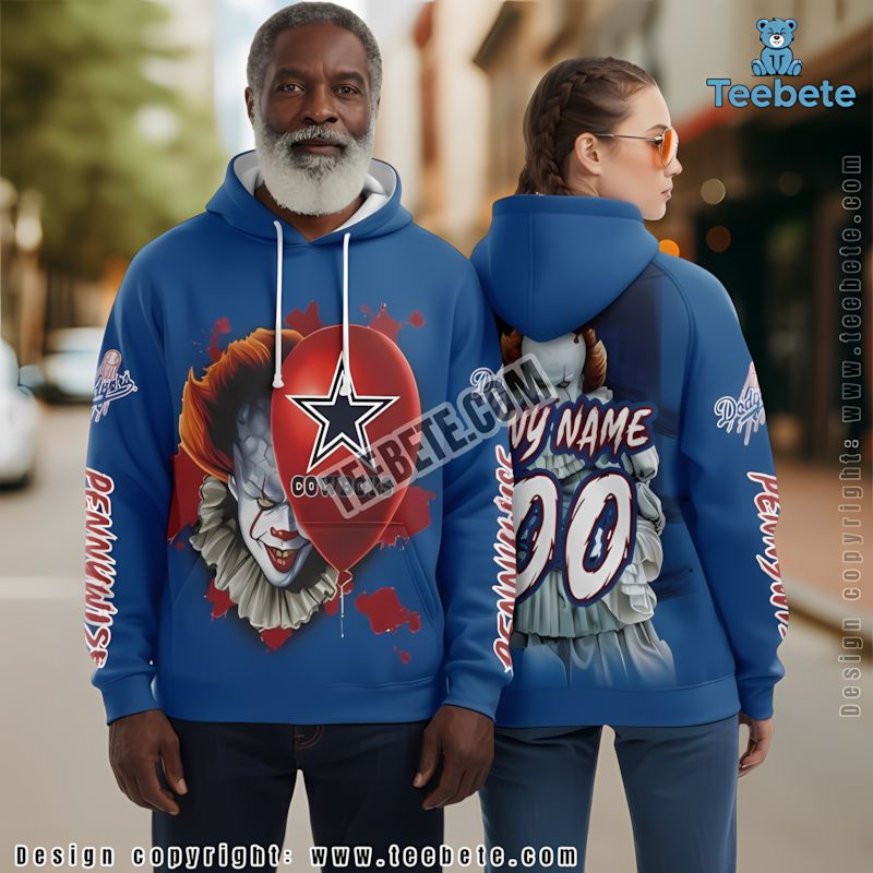 Personalized Dallas Cowboys Pennywise Halloween 3D Hoodie Puff Print Blue