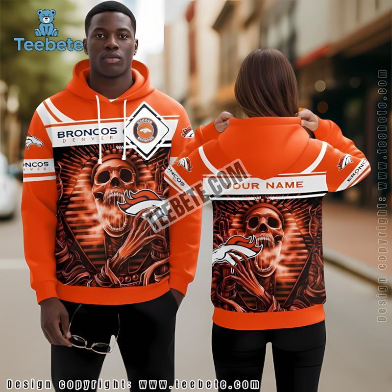 Denver Broncos Floral 3D Hoodie Orange Blue Personalized Full Print