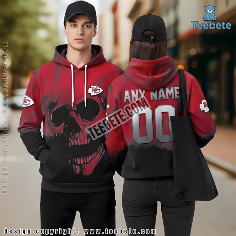 Kansas City Chiefs Skull Halloween Personalized 3D Zip Up Hoodie Red Black