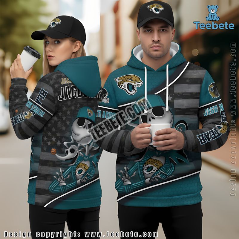 Personalized Jacksonville Jaguars Jack Skellington Zero 3D Hoodie Blue Mens