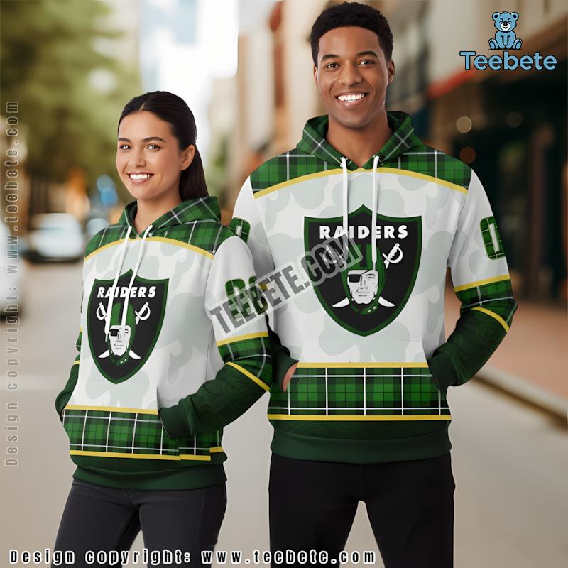Las Vegas Raiders St Patrick Day Personalized 3D Hoodie Green White
