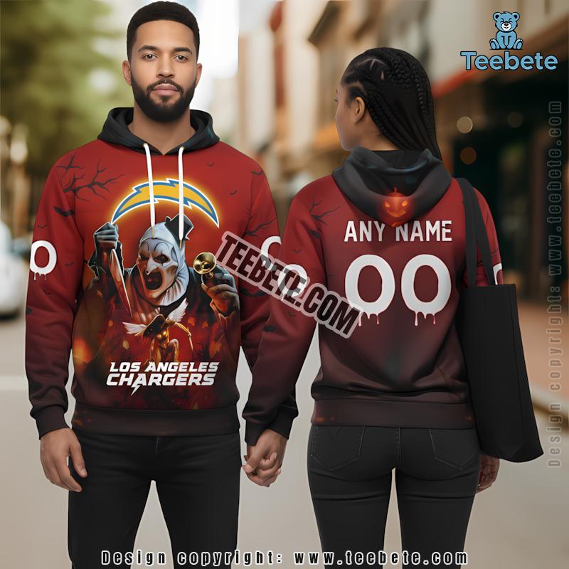 Personalized Los Angeles Chargers Terrifier Ghoulish 3D Hoodie Red Mens Graphic