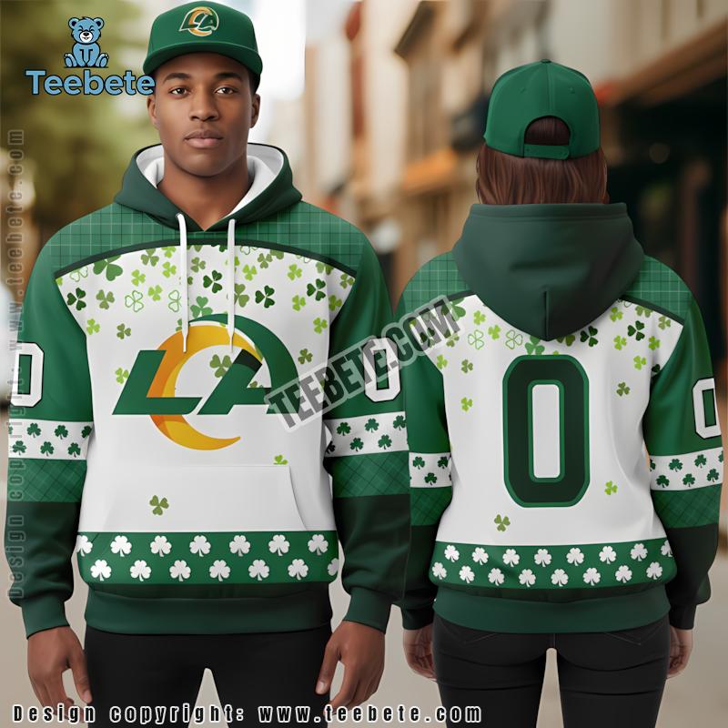 Personalized Los Angeles Rams St Patrick Day 3D Hoodie Puff Print Green White