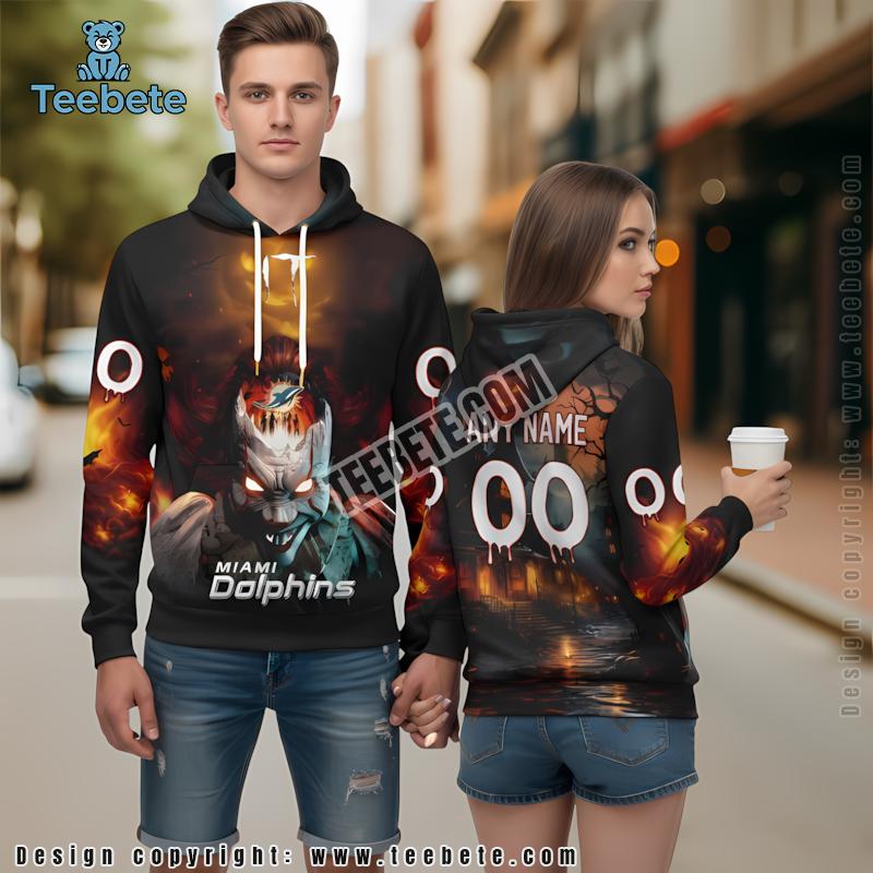 Personalized Miami Dolphins Halloween Badut Mematikan 3D Hoodie Black