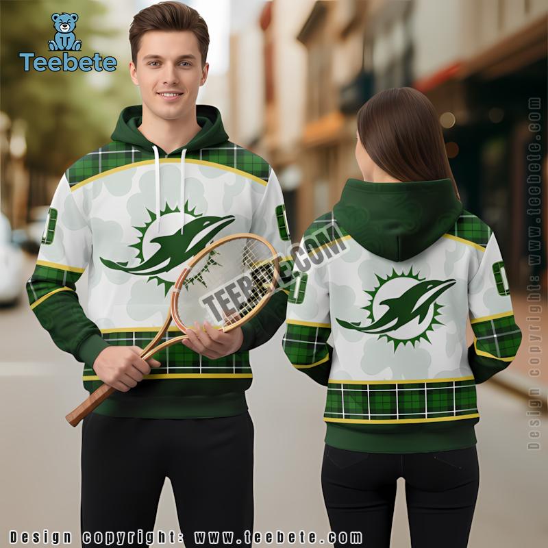 Personalized Miami Dolphins St Patrick Day 3D Hoodie Green White Puff Print