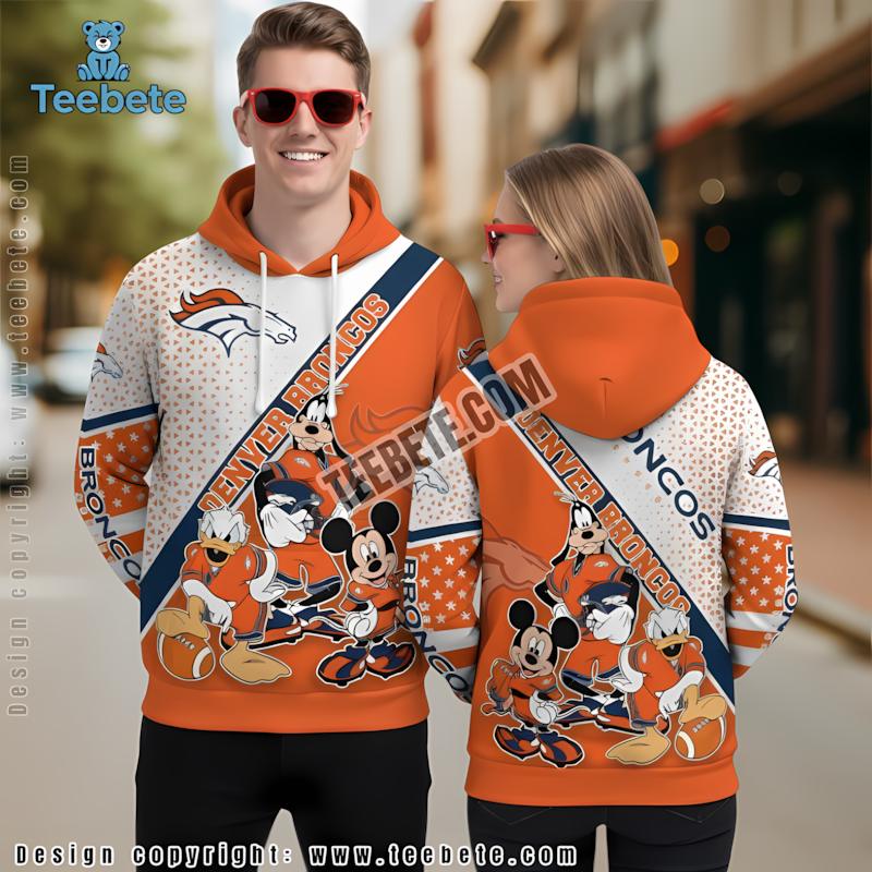 Denver Broncos Floral 3D Hoodie Orange Blue Personalized Full Print