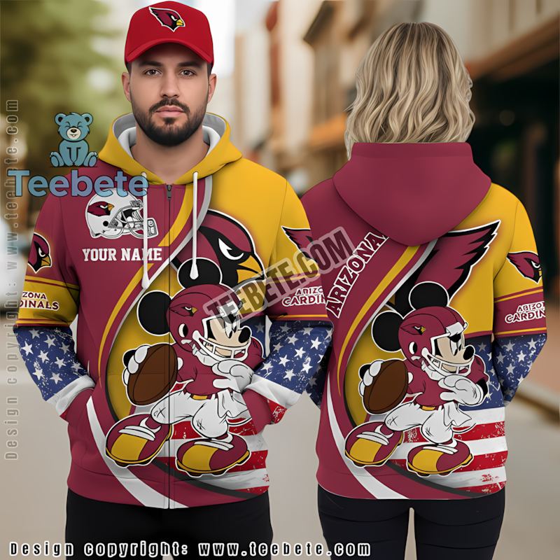 Personalized Mickey Mouse Arizona Cardinals Christmas 3D Hoodie
