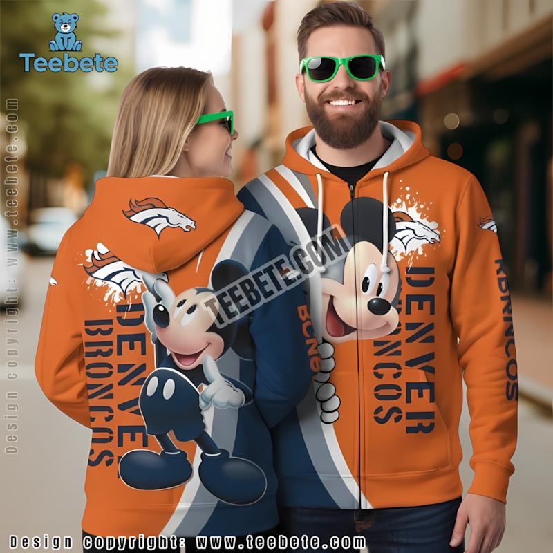 Denver Broncos Mickey Mouse Disney 3D Hoodie Yellow Personalized Mens