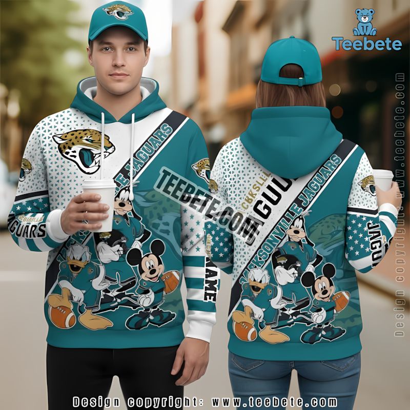 Jacksonville Jaguars Mickey Mouse Donald Duck Goofy 3D Hoodie Blue