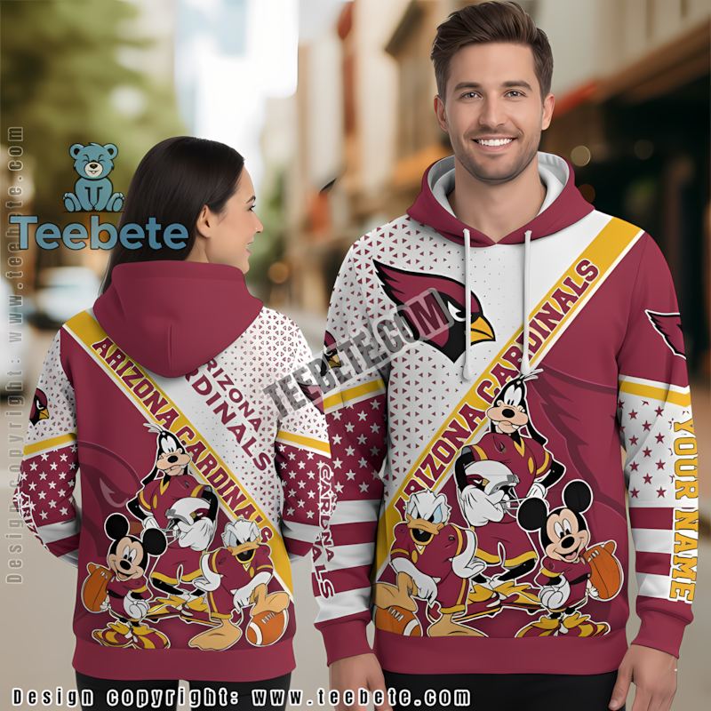 Personalized Mickey Mouse Arizona Cardinals Christmas 3D Hoodie Personalized Mickey Mouse Arizona Cardinals Christmas 3D Hoodie