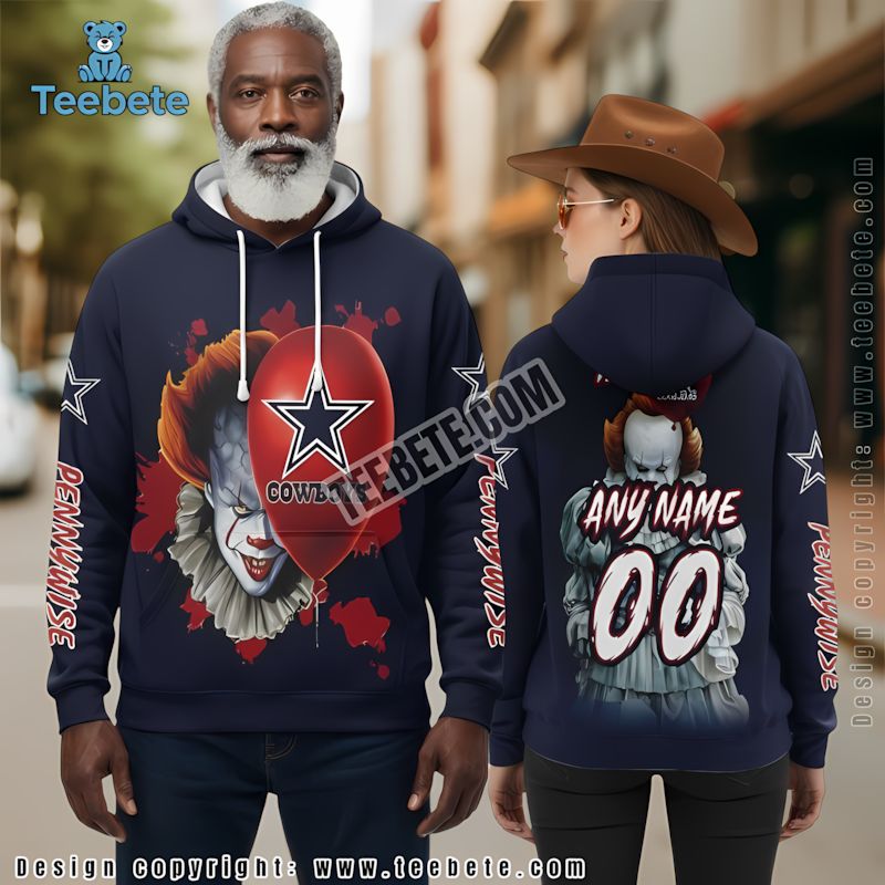 Personalized Dallas Cowboys Pennywise Christmas 3D Hoodie Blue Red