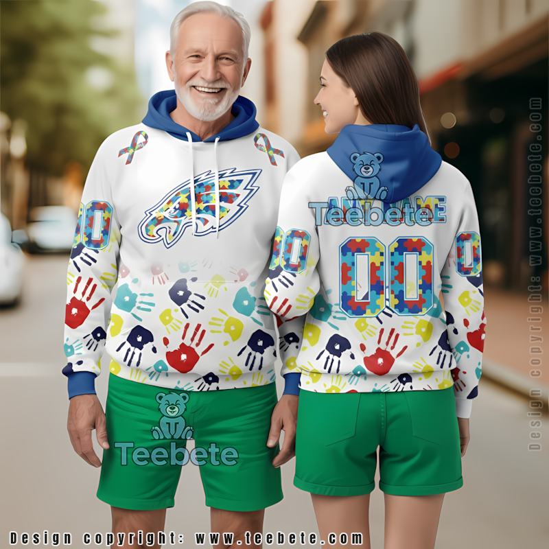 Personalized Philadelphia Eagles Donald Goofy Mickey 3D Hoodie Blue Unisex