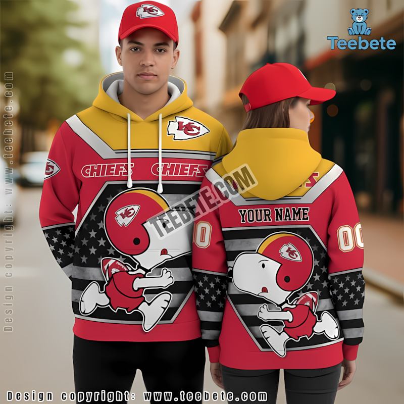 Kansas City Chiefs Snoopy Personalized 3D Hoodie Yellow Red Puff Print